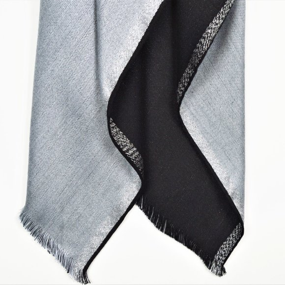 NWT Calvin Klein Reversible Shawl Black/Grey Shawl - Picture 7 of 9